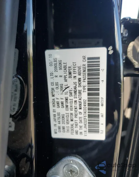 2010 Acura Tsx from USA, damaged, VIN JH4CU2F67AC024982